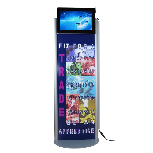 Information stand with media screen 